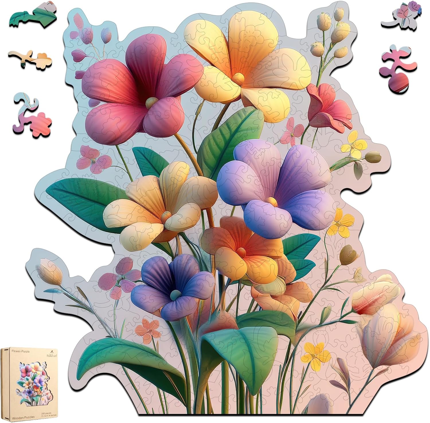 Ruikiyart 500 piece Puzzles for Adults, Flower Wooden Puzzles