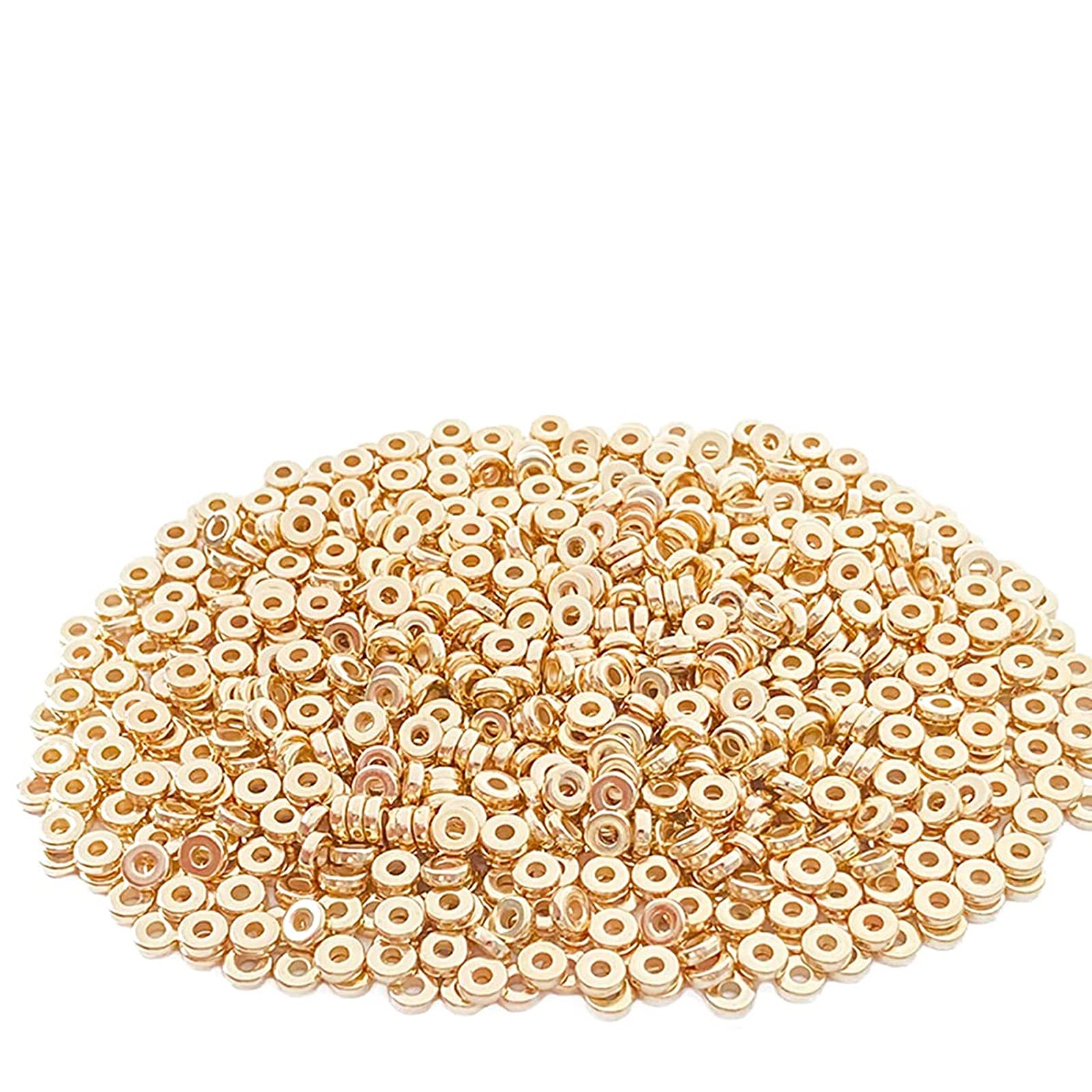 1200 Pieces 6mm Flat Round Disc Rondelle Spacer Beads CCB Spacer Beads Disc Spacer Loose Beads for Bracelet Necklace Jewelry DIY Crafts Making (Gold, 6mm)