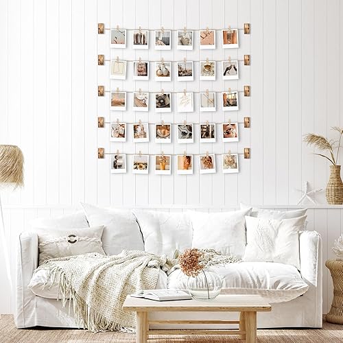 Miniatura 10 de Emfogo Marcos de fotos colgantes para colgar en la pared, 4 x 6 pulgadas para colgar en la pared con 30 clips para pared de varias fotos para