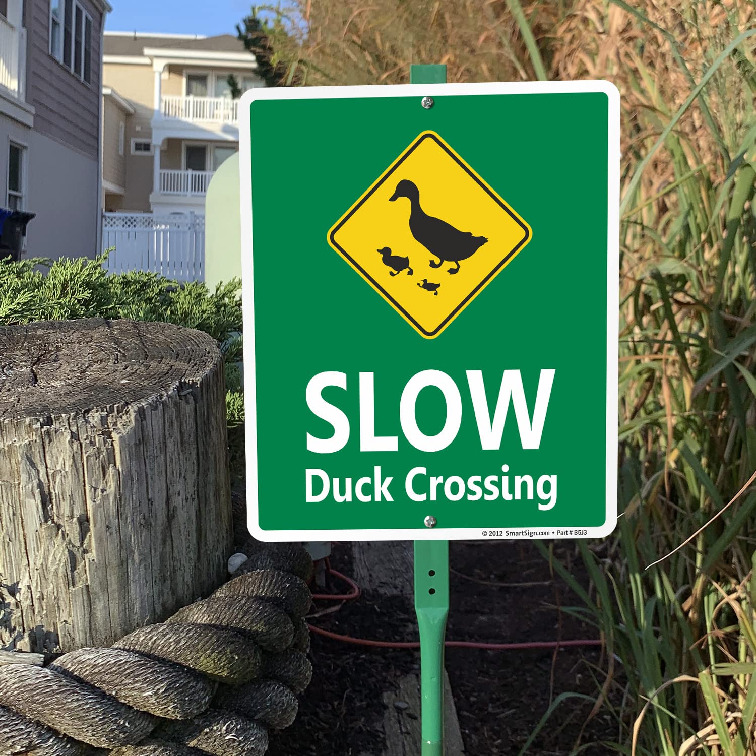 SmartSign 12 x 10 inch “Slow - Duck Crossing” Yard Sign with 3 foot Stake, 40 mil Laminated Rustproof Aluminum, Multicolor, Set of 1, Made in USA