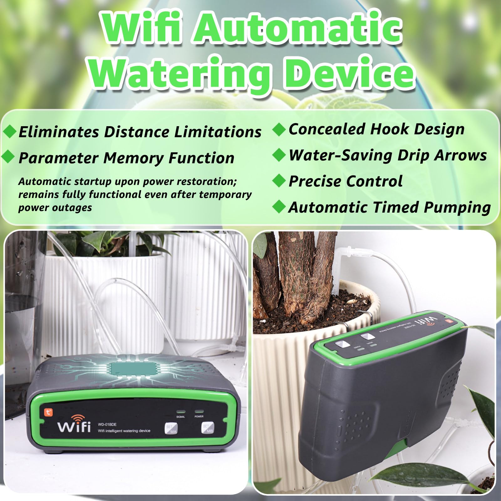 Doppia Pompa Irrigazione Automatica Vasi con Memoria Spegnimento e Rumore 30dB Kit Irrigazione a Goccia per Piante in Vaso Balcone Verdura Persone Impegnate