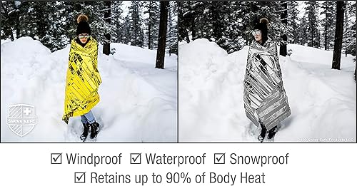 Miniatura 28 de Mantas térmicas de mylar para emergencias, 4 unidades; incluye una manta dorada diseñada para la NASA; perfectas para exteriores, para hacer Verde