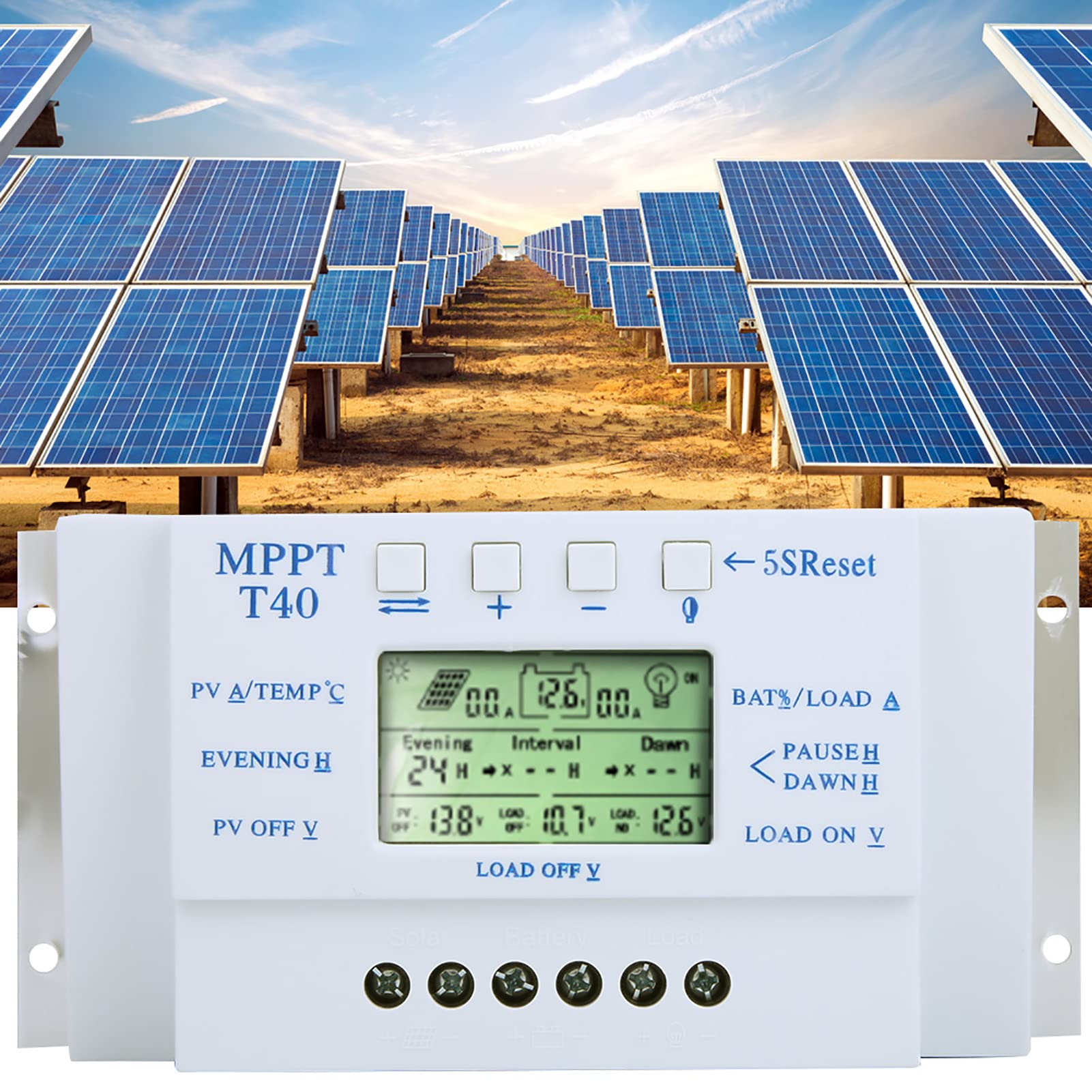 Haofy Zaawansowany Automatyczny Regulator ładowania Słonecznego MPPT 12 V 24 V Wyświetlacz LCD do Oszczędzania Energii Systemu Oświetlenia Ulicznego