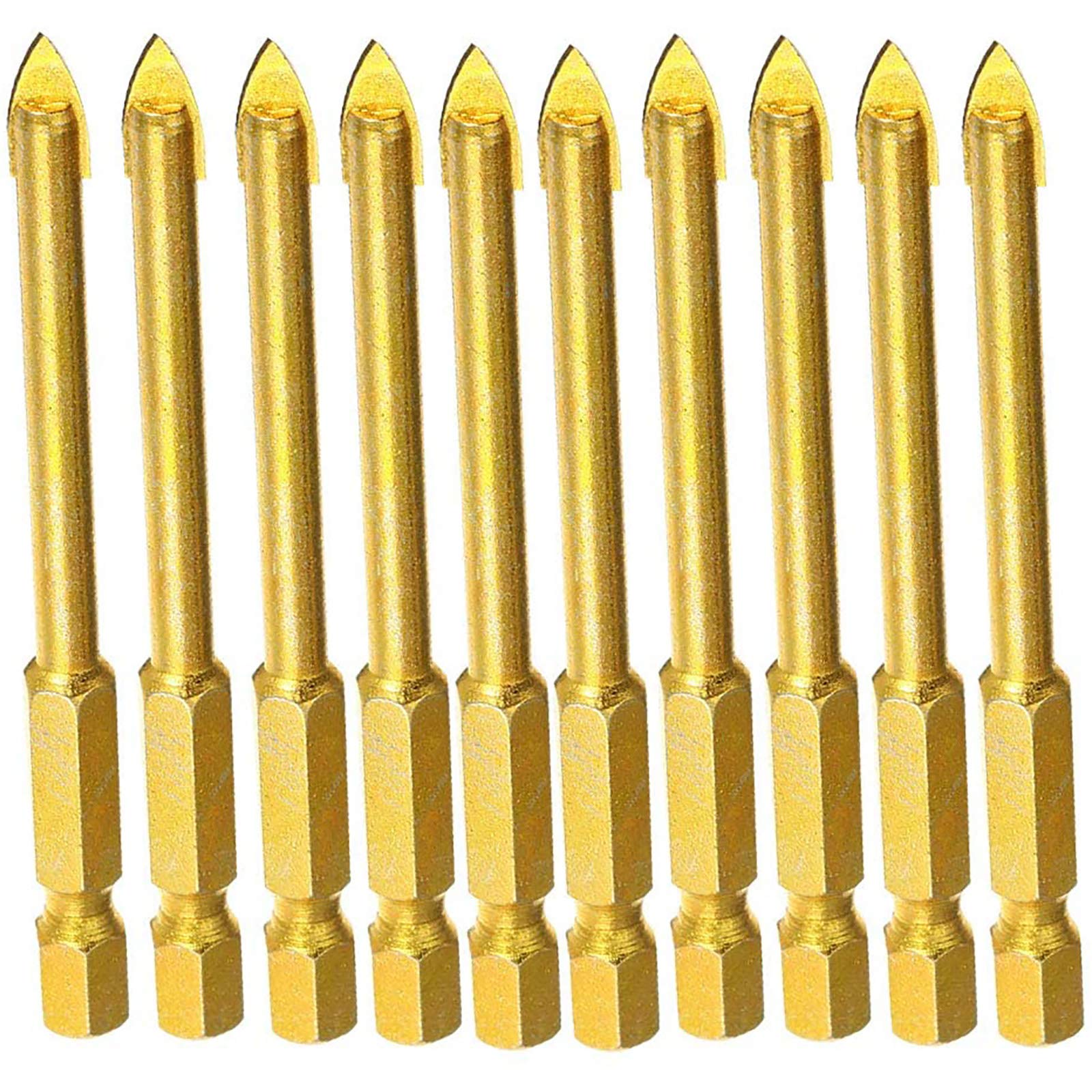10 Pcs 8mm Tungsten Carbide Drill Bit Spear Head with Hex Shank Glass Ceramic Flat Spear Head for Mirror Porcelain Marble