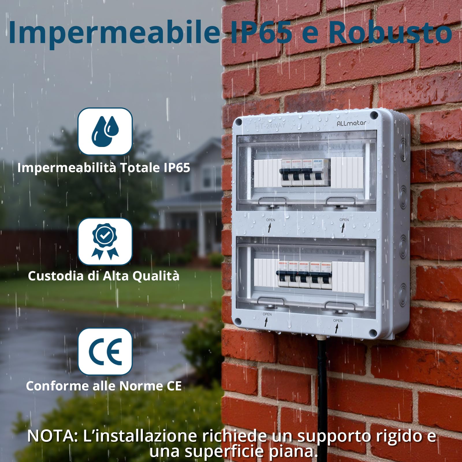 Scatola di Distribuzione a 2 Fila da 24 Moduli IP65 Impermeabile | Scatola dei Fusibili con Coperchio Trasparente PC Ignifugo e Corpo in ABS, Distributore Elettrico per Interni ed Esterni
