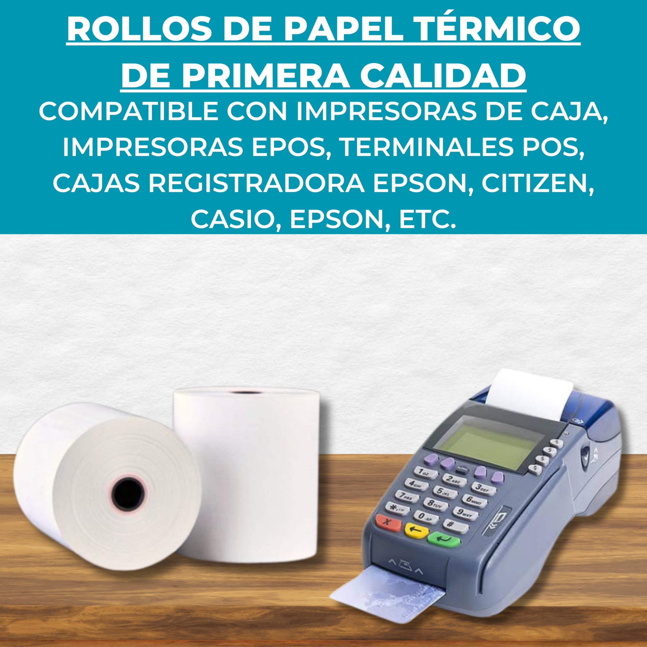Rollo de Papel Térmico Premium Double Dragon 57 x 57 mm para Impresora EPOS, Terminal POS, Cajeros Automáticos Térmicos [Paquete de 20]
