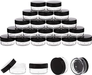 10 Gram Sample Containers with Lids,40 Pieces BPA Free Sample Jars, Black Round Plastic Cosmetic Containers for Makeup, Lotion, Eye Shadow, Powder, and Lip Balms