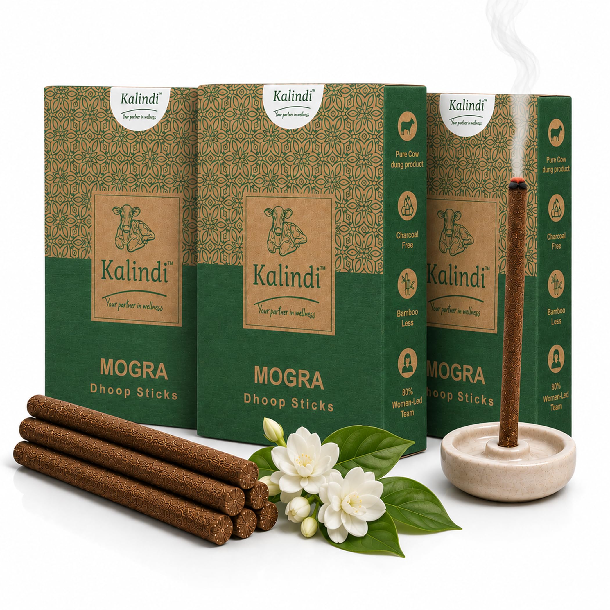 Kalindi Mogra Dhoop Sticks (with Stand) for Pooja | Natural Cow Dung Refill Agarbatti Prayer Organic Dhopam| Charcoal Free & Bamboo Less Dhoop 100gm (Pack of 3)-picture-25