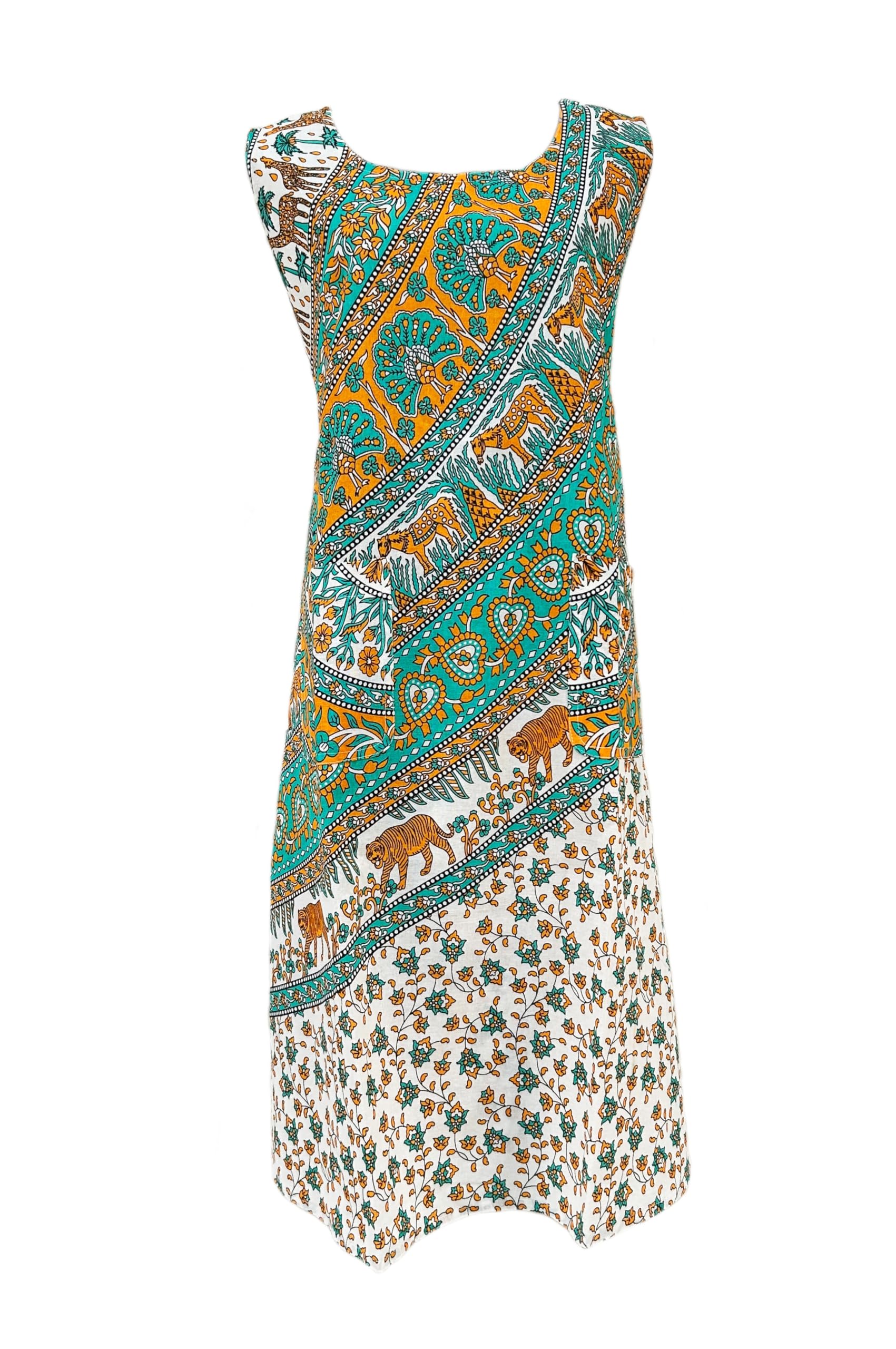 Cotton Apron Dress with Pockets, Animal Pattern