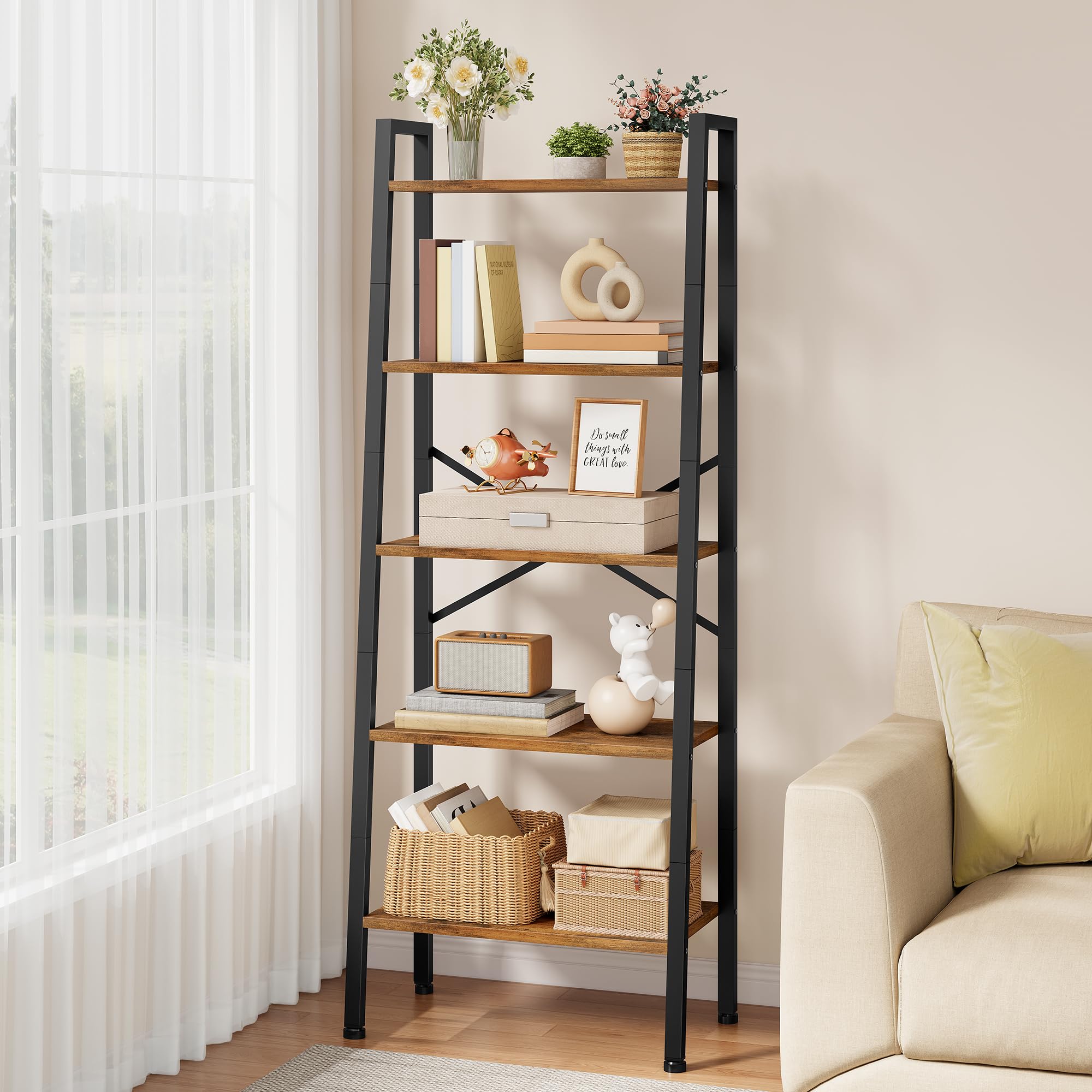 Amazon.com: Hoctieon Industrial Ladder Bookshelf, Multifunctional