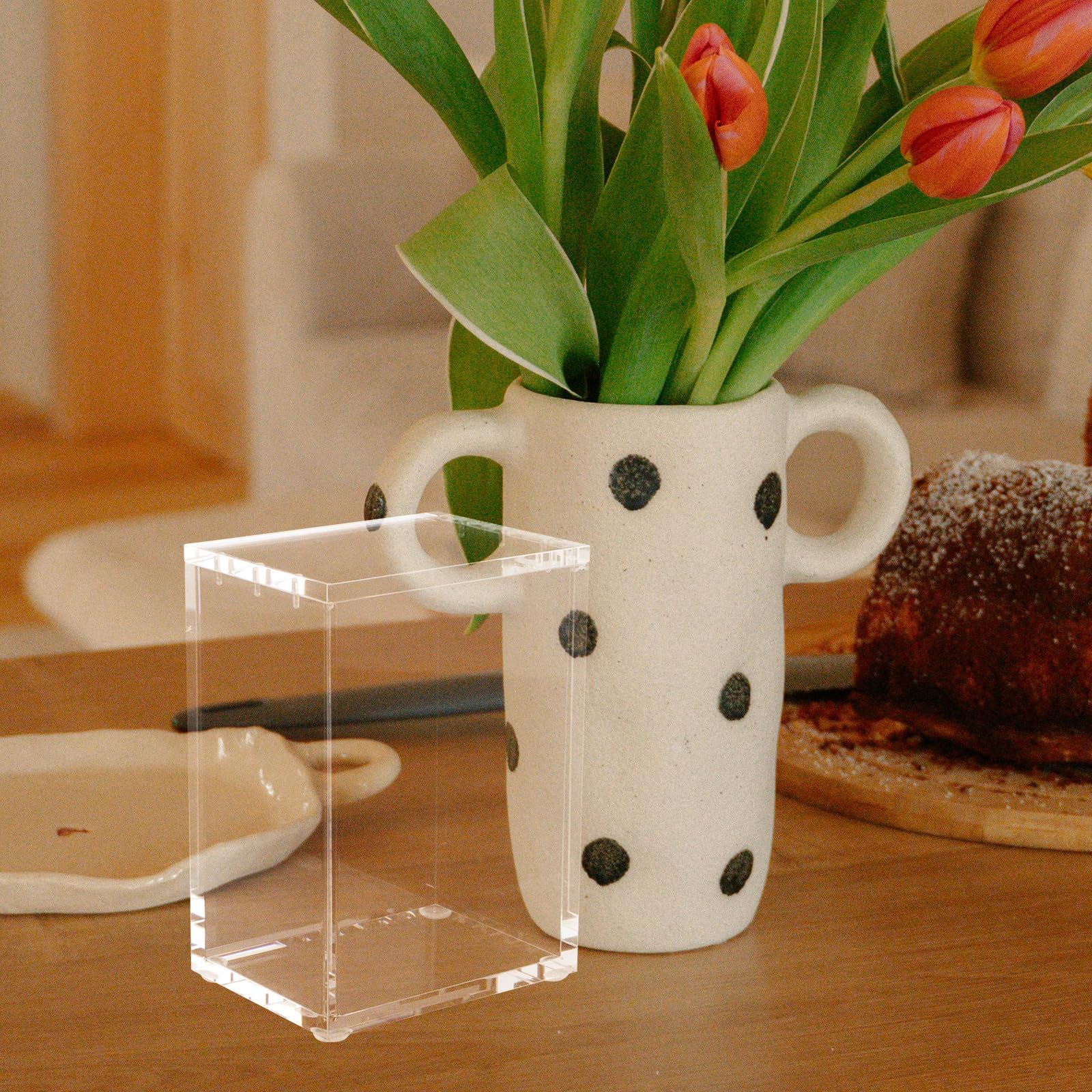 Yardwe Scatola porta-carte magnetica A4 in acrilico, organizer per biglietti da visita, contenitore per esposizione con chiusura magnetica