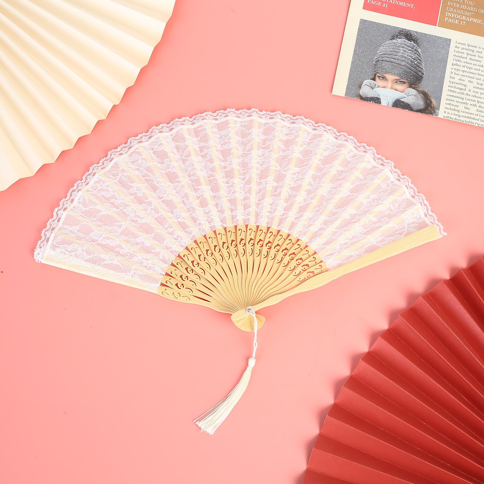 Ventaglio Da Sposa In Pizzo Bianco - Pieghevole Per Matrimonio E Feste - Foto 5