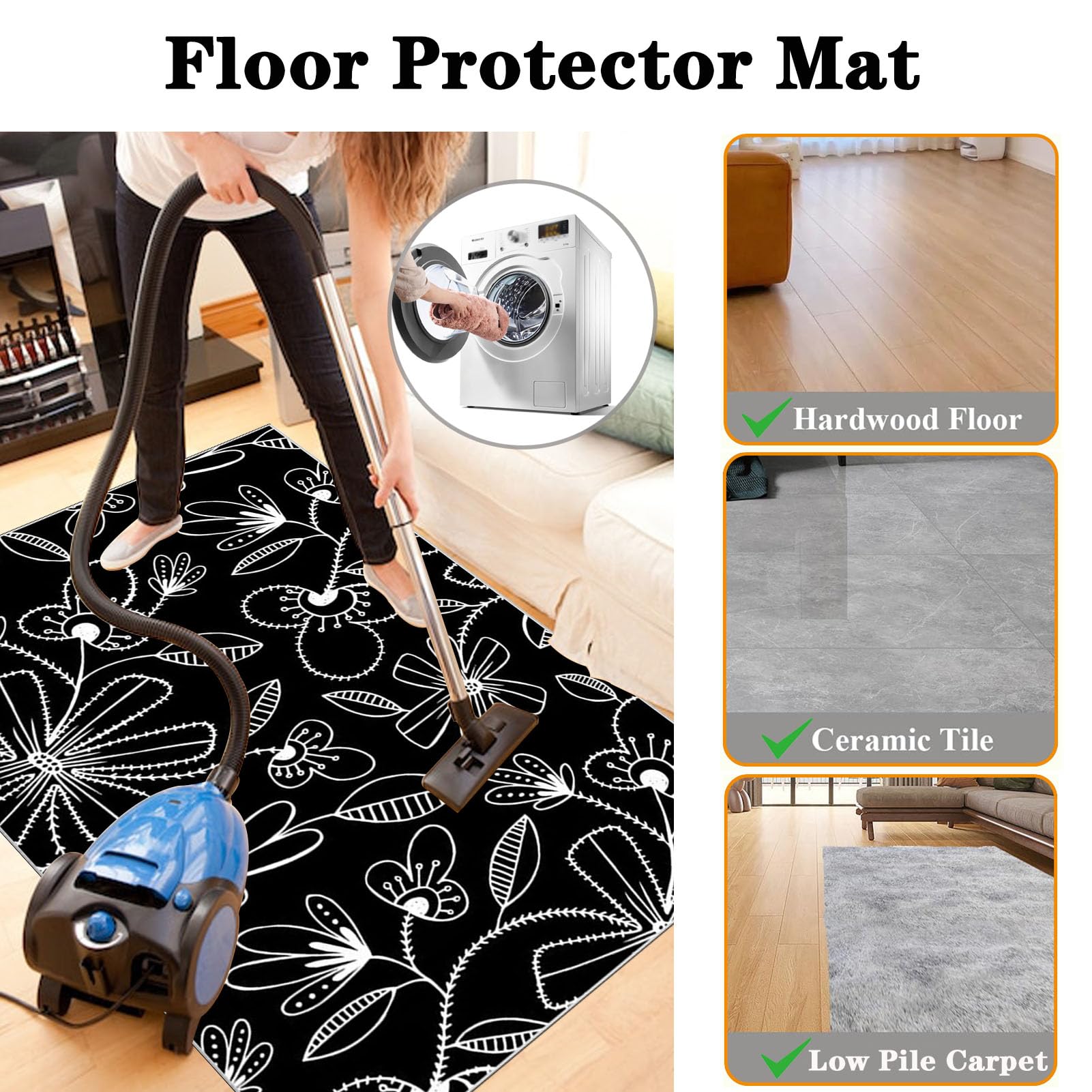 90 x 140 cm Heavy Duty Office Chair Mat for Carpeted Floor Computer Gaming Desk Chair Mat for Carpet Hard Floor Protector Mat for Rolling Chair Carpet Protector Chair Mat Floor Mat for Office Chair - Image 3
