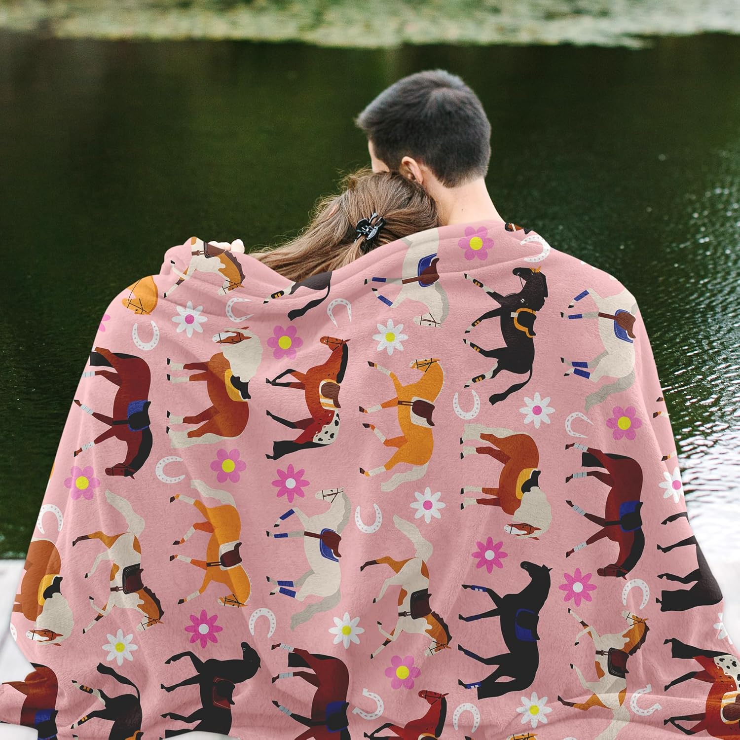 Cute Pink Horse Blanket Cartoon Throw Blanket, Kids Plush Fleece Blanket Super Cozy Soft Flannel Blanket Decorative Fuzzy Throws for Sofa Bed Living Room (50×60inch, Pink Cartoon Horse) - Image 6
