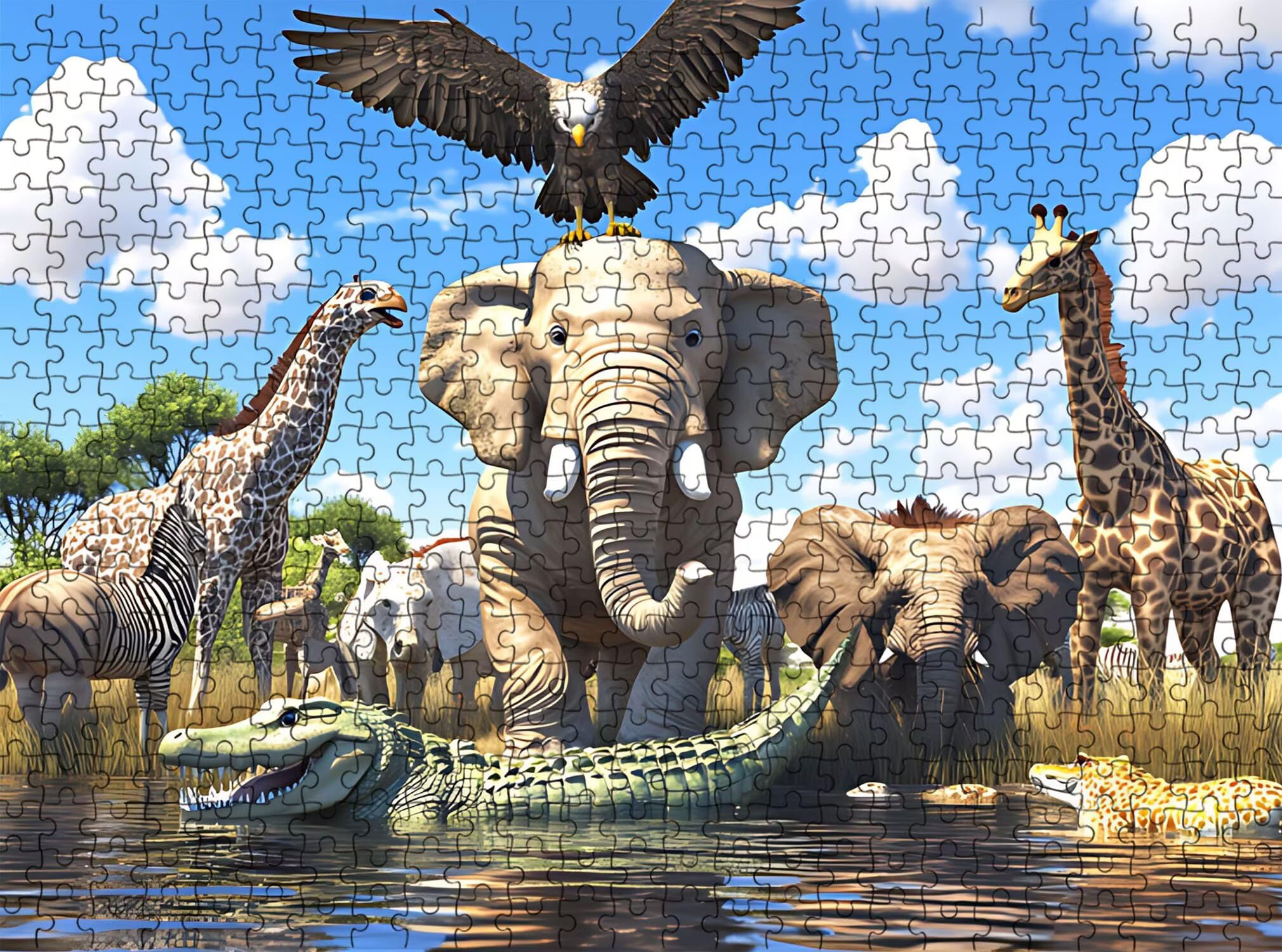 Puzzle 5000 Teile, Holzpuzzle Erwachsene 156 x 105 cm, Kniffliges Denksport Spiel, Großer Puzzlespaß für anspruchsvolle Liebhaber, Familienspiel, Puzzles für Dekor und Geschenk Karikatur Tier f0-535