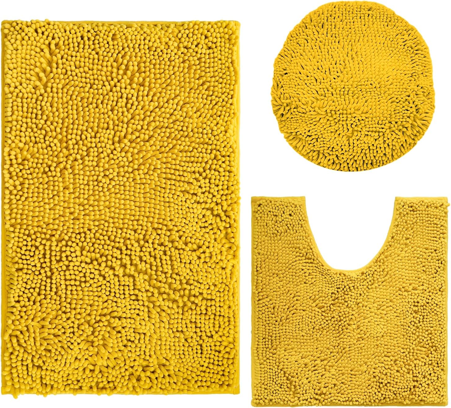 Bathroom Rugs Sets of 3 Piece Ultra Soft Chenille Bath Mat, NonSlip and Super