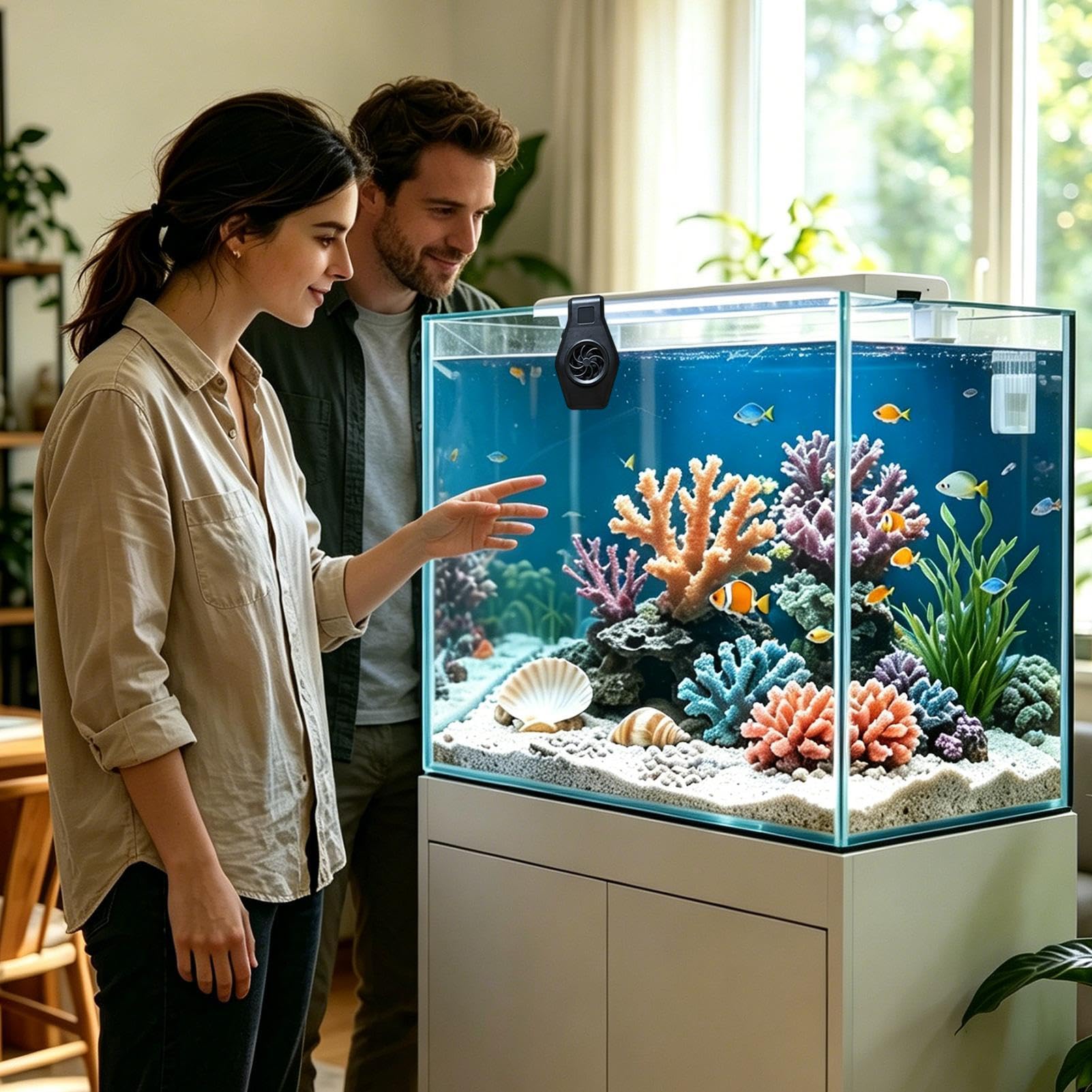 Ventola di raffreddamento per acquario, velocità del regolabile, 12,5 x 7,2 x 5 cm, di raffreddamento 'acqua, a basso rumore, controllo della temperatura del serbatoio per