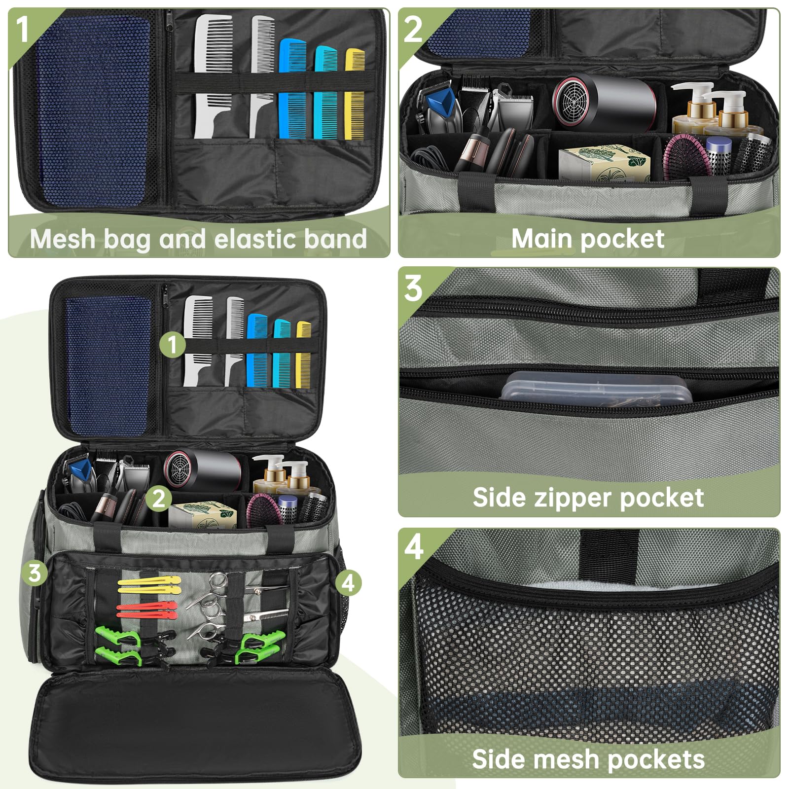 TORIBIO Large Capacity Hairdresser Tool Bag with Adjustable Dividers