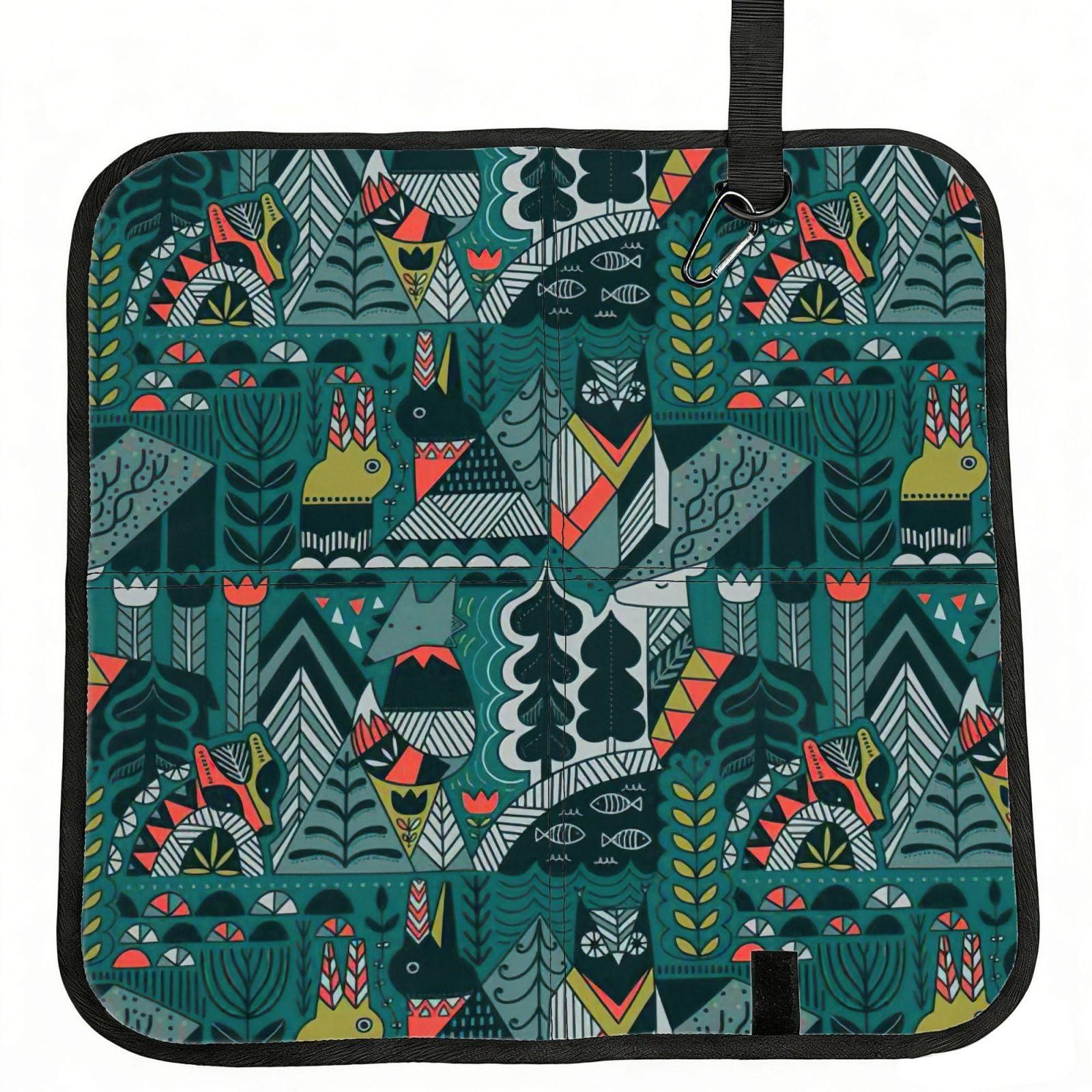 VCzsdff Scandinavian Animals Print Portable Seat Cushion Folding Bleacher Pad Compact Picnic Sitting Mat Polyester 40cm