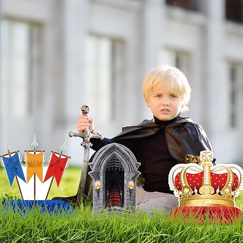 Miniatura 6 de 18 piezas de decoración de caballero medieval, suministros para fiestas, centros de mesa medievales de panal de abeja, decoraciones de castillo,