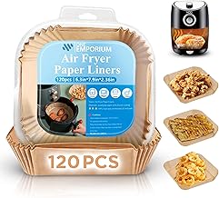 ONE Emporium Doublures pour Friteuse à Air – Feuilles de Cuisson Réutilisables et Antiadhésives, Tapis de Cuisson Compatibles avec Ninja, Tower, Cosori et Plus – Pack de 120, 16cm