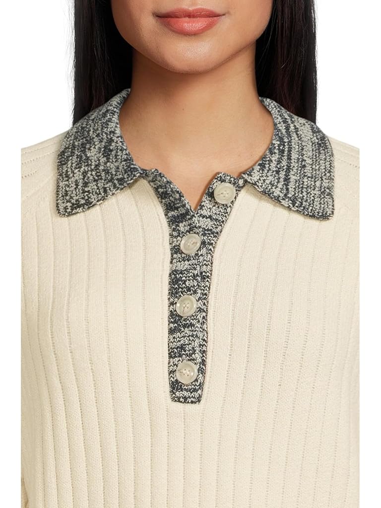 Bone Lilla P Marled Henley Sweater