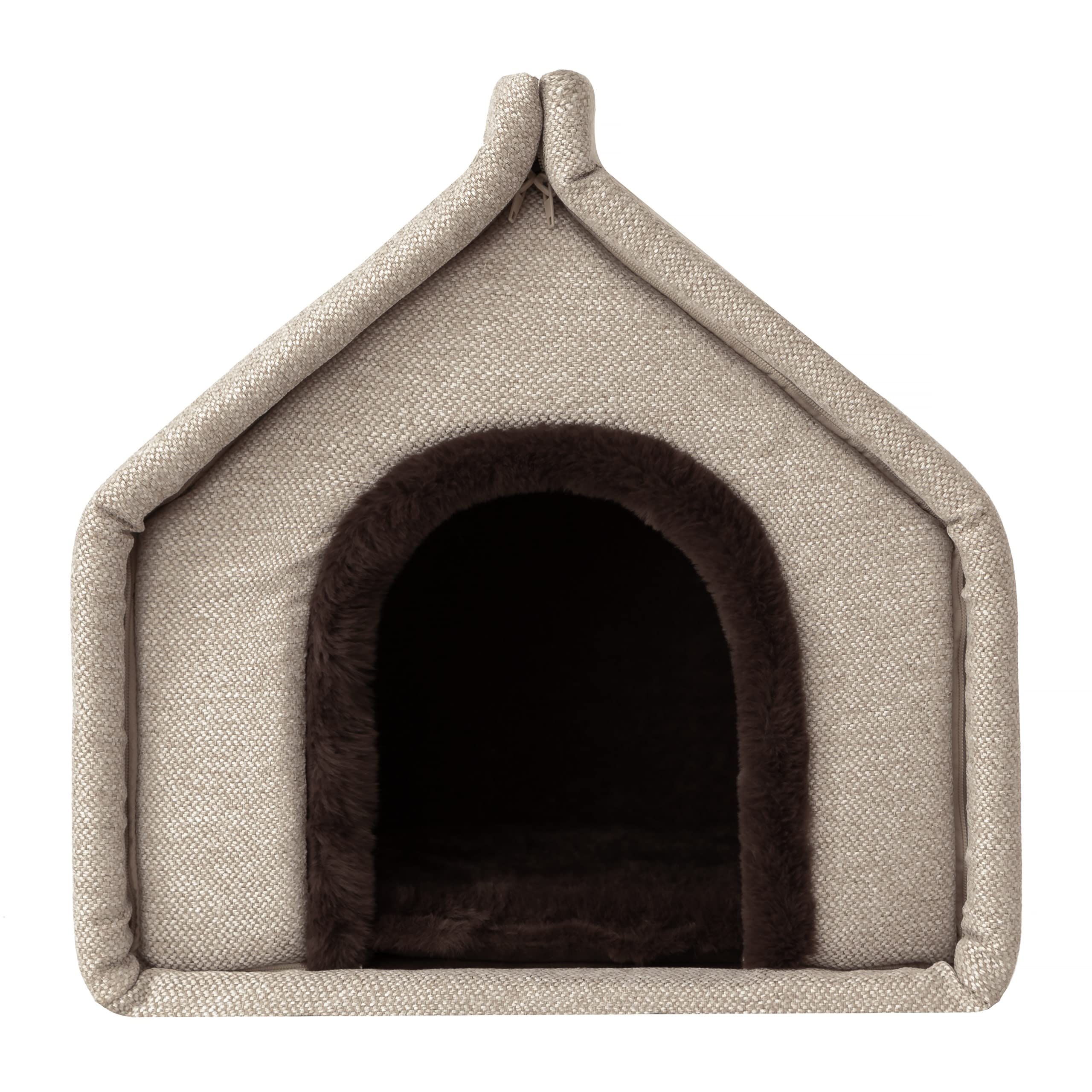 PillowPrim Cama para perros, tela para perros, cueva para gatos, caseta para perros, cesta para perros color beige, tamaño 1: 42 x 32 cm