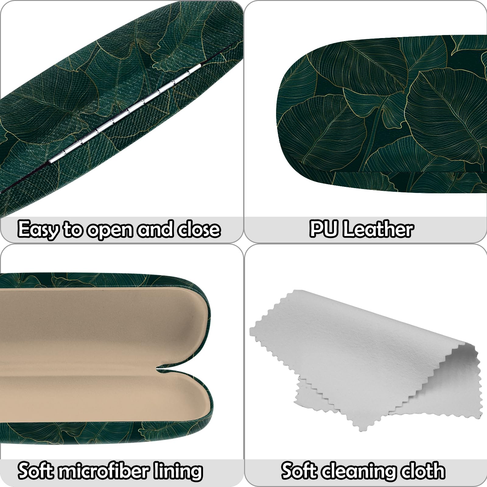 Cabreche Glasses Case Hard Shell Eyeglass Portable Glasses Eyeglasses Holder Box with Cleaning Cloth Women Girls Men Cute