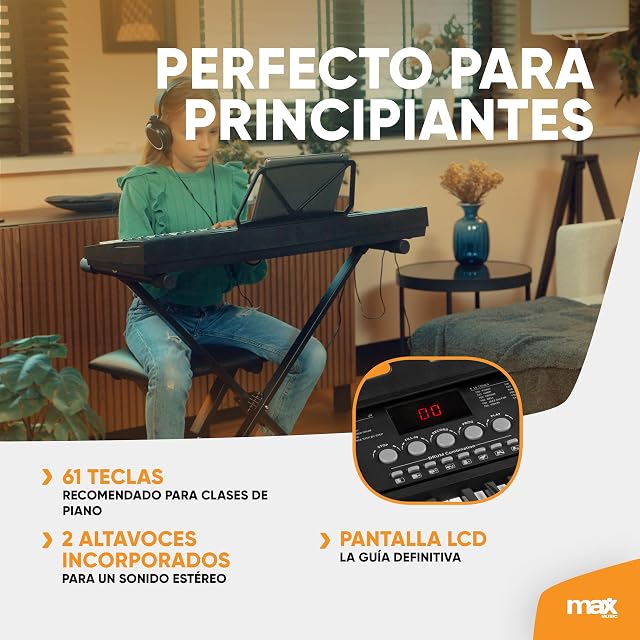 Foto 4 de 7 de MAX KB15 - Pack de teclado digital de 61 teclas con banqueta