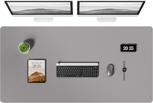 Miniatura 48 de Aothia Protector de escritorio de cuero - Alfombrilla grande para mouse, alfombrilla de oficina, secante antideslizante de cuero PU, almohadilla de