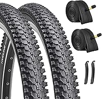 Hycline 2-Pack Folding Mountain Bike Tires 20/24/26/27.5" with Tubes & Levers - Wear-Resistant MTB Off-Road Replacement Set
