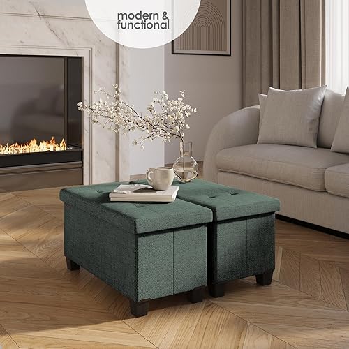 Miniatura 335 de Otomana plegable para dormitorio o sala de estar, con contenedores de almacenamiento, reposapiés para el extremo de la cama, soporta hasta 660 lb,