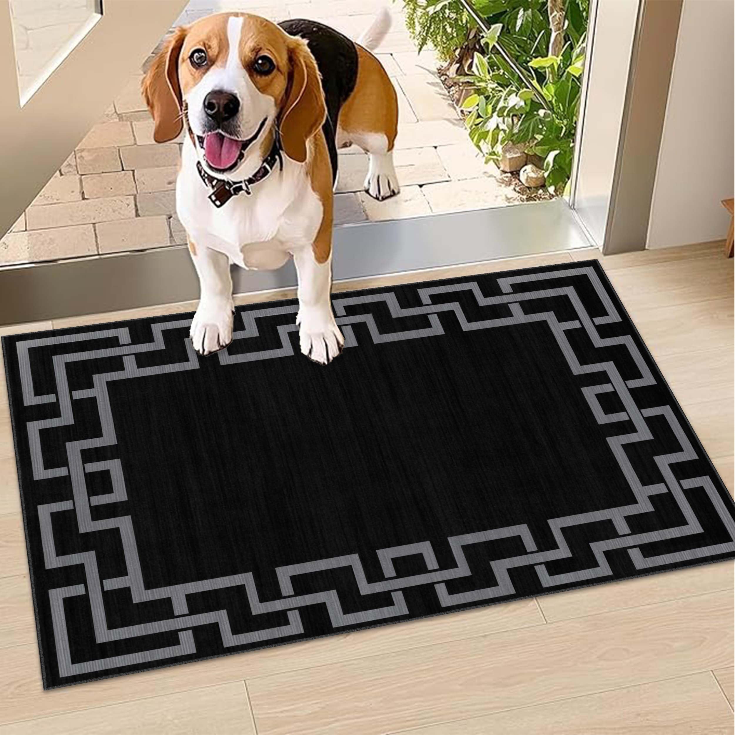 Hafaa Door Mat Indoor & Outdoor - Non Slip Heavy Duty Doormats - Stylish & Printed Mat - Perfect Dust Grabbing Shoes Scrapper Door Mats (Nico Black, 60cm x 110cm) — image 1