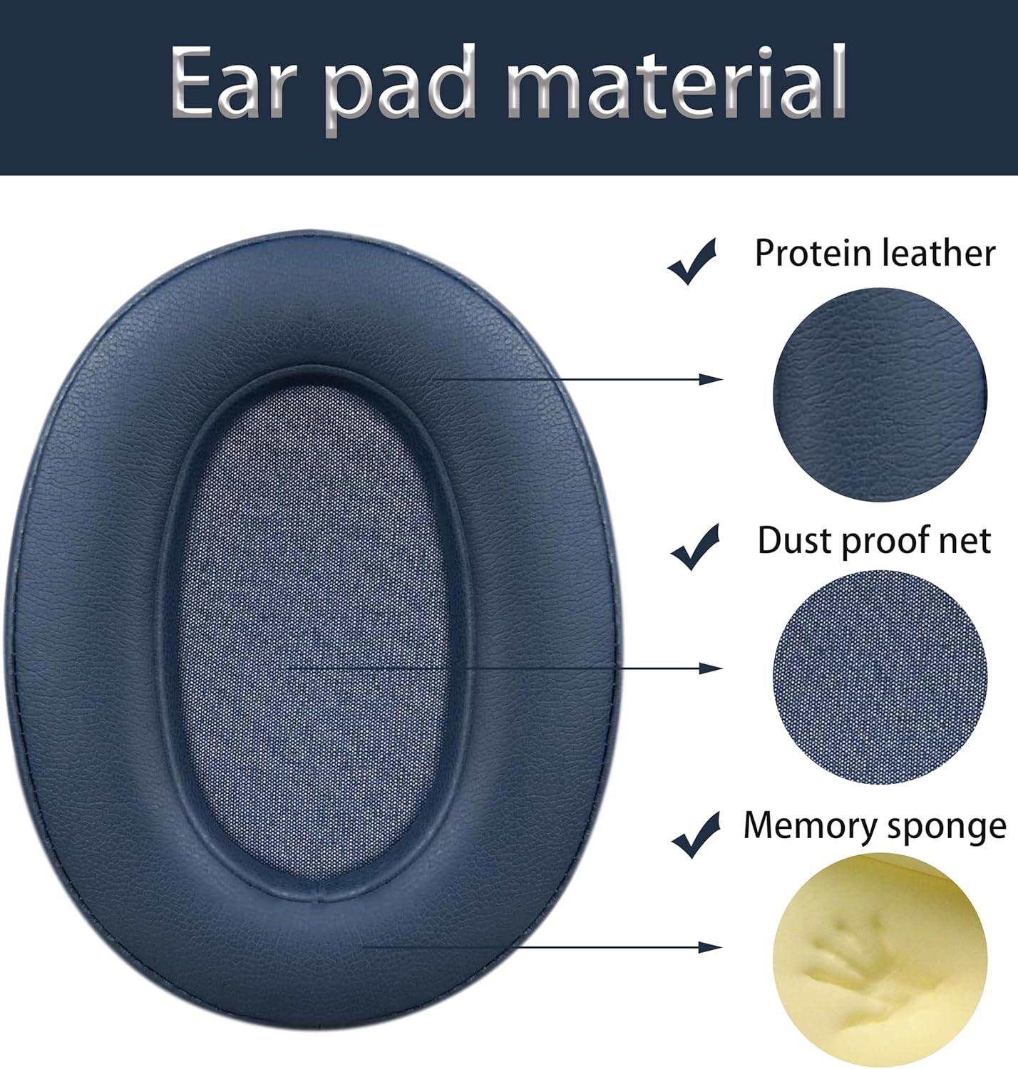 Replacement Ear Pads Compatible with Sony WH-XB900N/WH-CH710N/WH-CH720N/WH-RF400/MDR-RF895RK Headphones, Akkiv Replacement Ear Pads Made of Protein Leather and Memory Foam (Blue) - Image 2