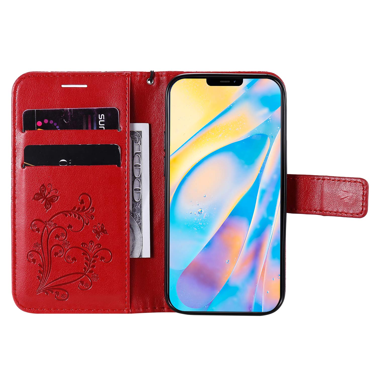 IPhone 12 Mini Hülle Brieftaschen-Stil – Flip Cover Mit Schmetterlingsmuster, Inkl. Touch-Stift