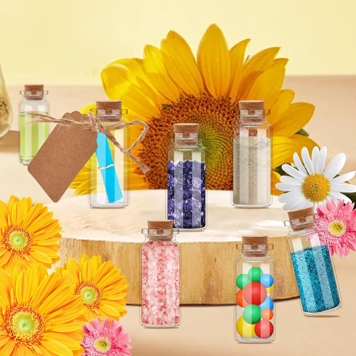 12Pcs 10ml Small Glass Mini Jars with Cork Lids Message Bottle Terrarium Jar Tiny Wishing Bottles miniature Sand Art Bottles Sample for DIY Crafts (12)