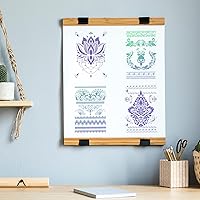 Vista 5 de 16 Pieces Flower Border Stencils, Mandala Stencils Templates Reusable Laser Cut Floral Painting Templates for DIY Wall Tile Furniture Canvas Craft