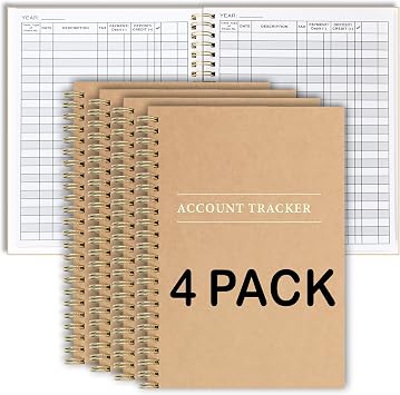4 Pack Accounting Ledger Books for Home Budget Tracking, Business Bookkeeping - Home Expense Tracking Notebook - Expense Ledger for Small Business Bookkeeping - Bookkeeping Book 100 Pages 4 Pack