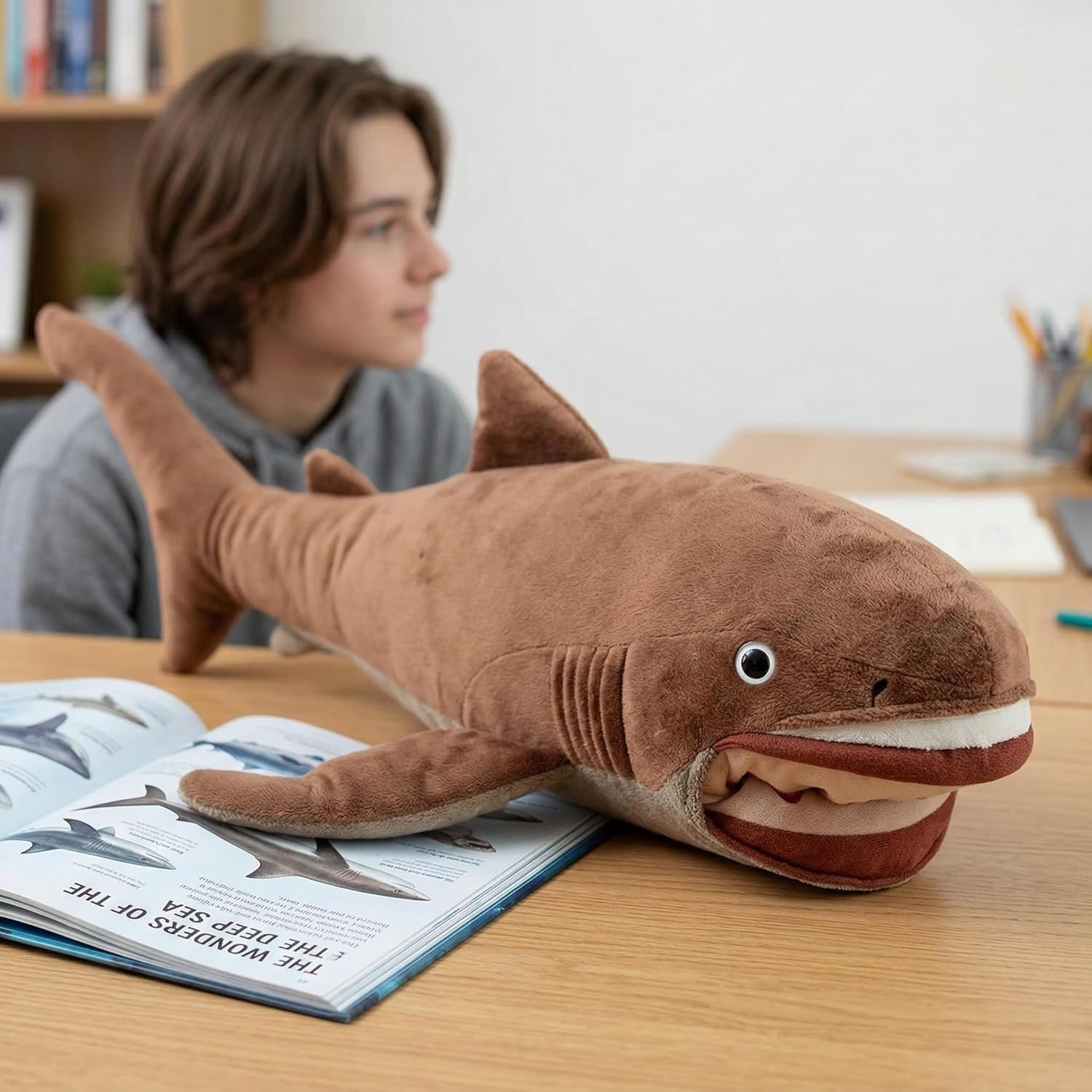 ZHONGXIN MADE Simulation Megamouth Shark Plush Toy - Realistic 20" Long Lifelike Whale Stuffed Toys, Super Soft Realistic Sea Simulation Shark Plush Gift Collection for Kids Children