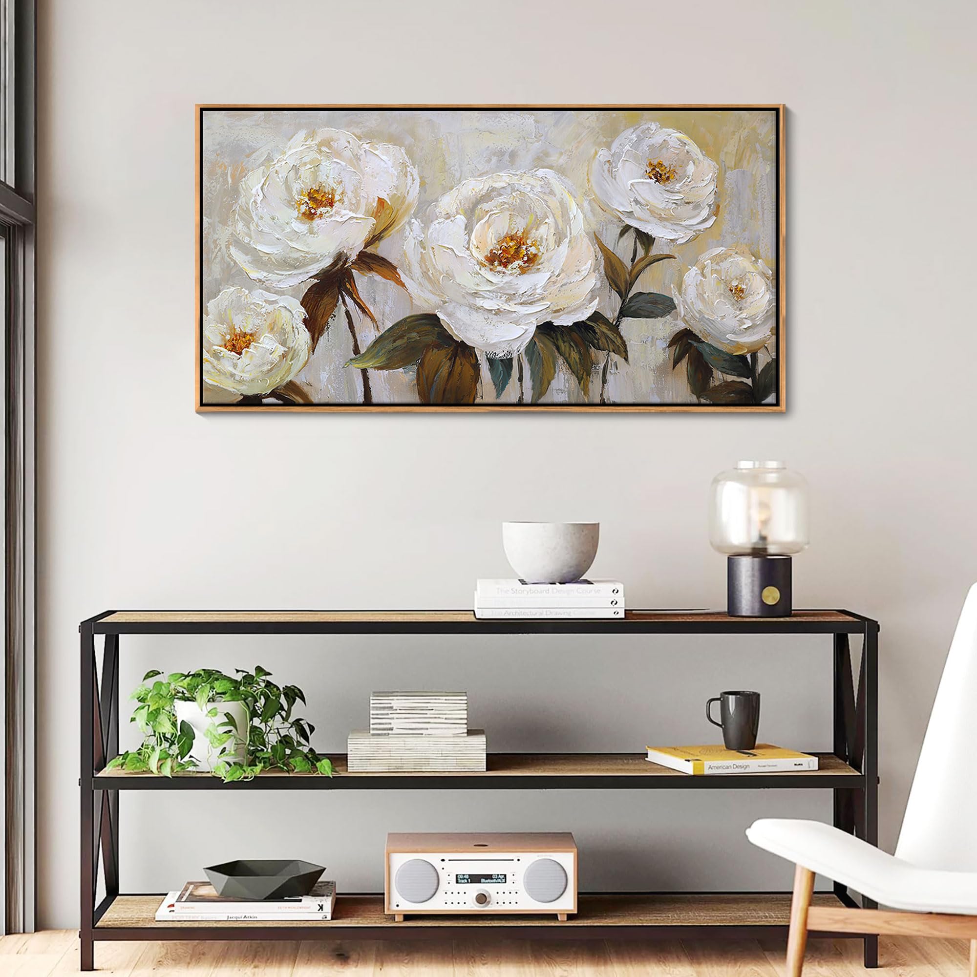 Amazon.com: Flower Canvas Wall Art Textured Floral Picture Wall