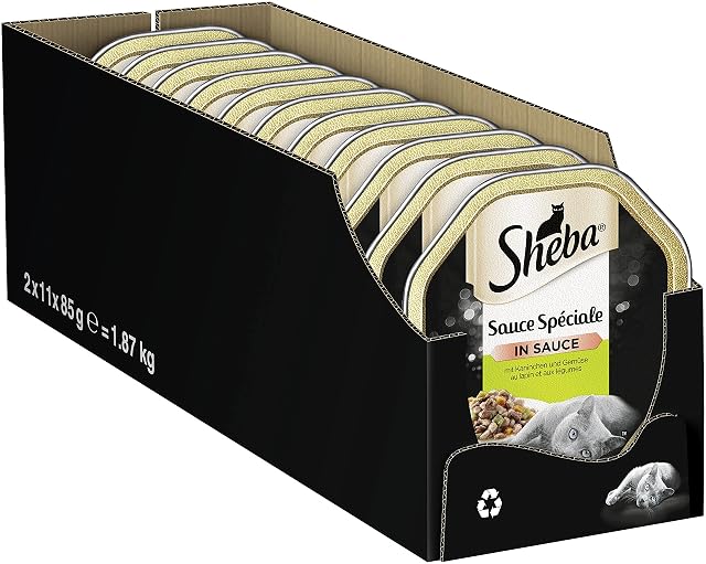 Sheba - Comida para gatos en sauce spéciale / comida húmeda para gatos con salsas seleccionadas con conejo…