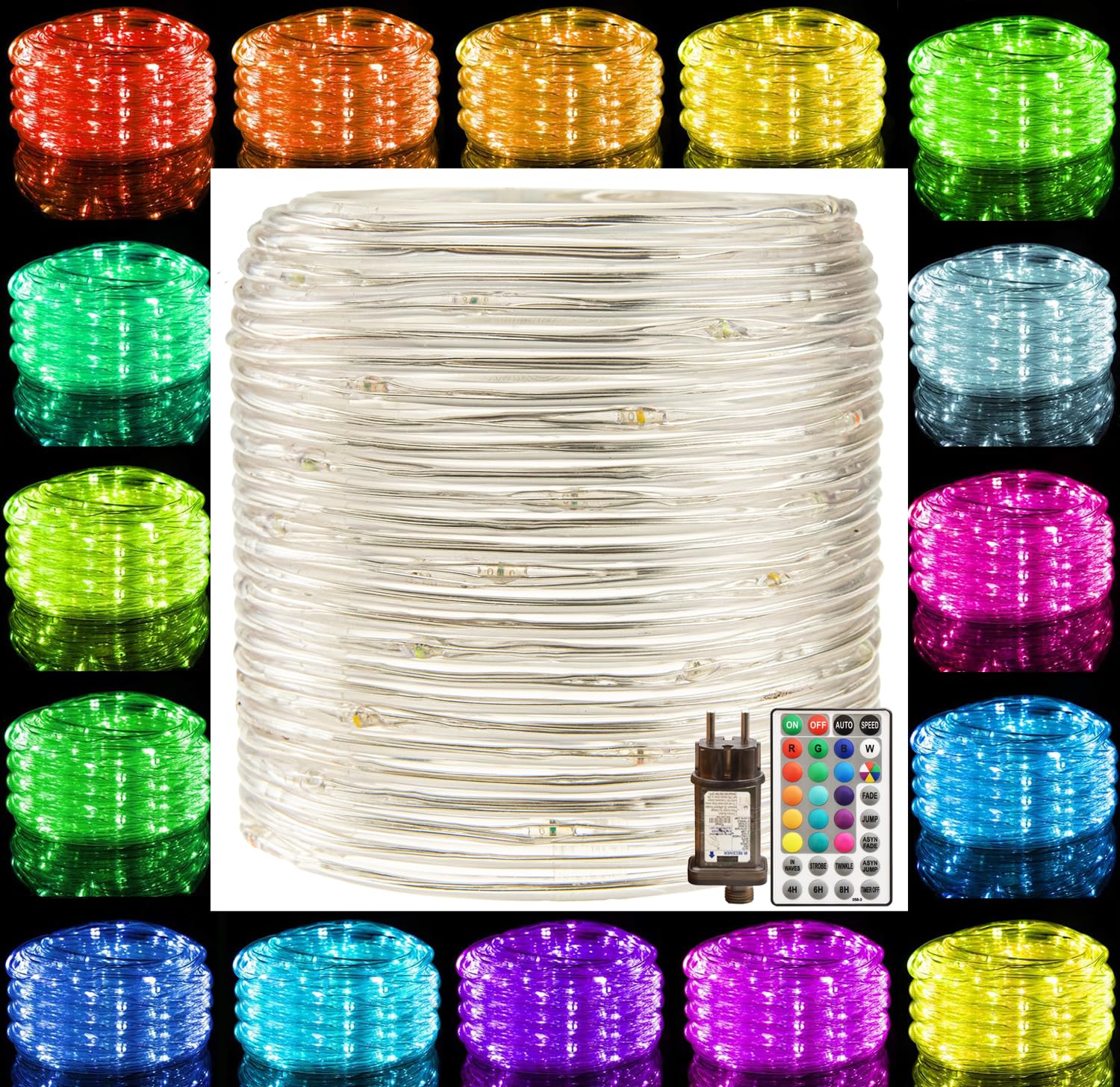 30M 300LED Lichtschlauch 16 Farbwechsel RGB, Strombetrieben Lichterkette außen mit Fernbedienung & Timer, 8 Modi IP67 Wasserdicht Bunt Dekolicht, für Außen Innen Weihnachten DIY Deko