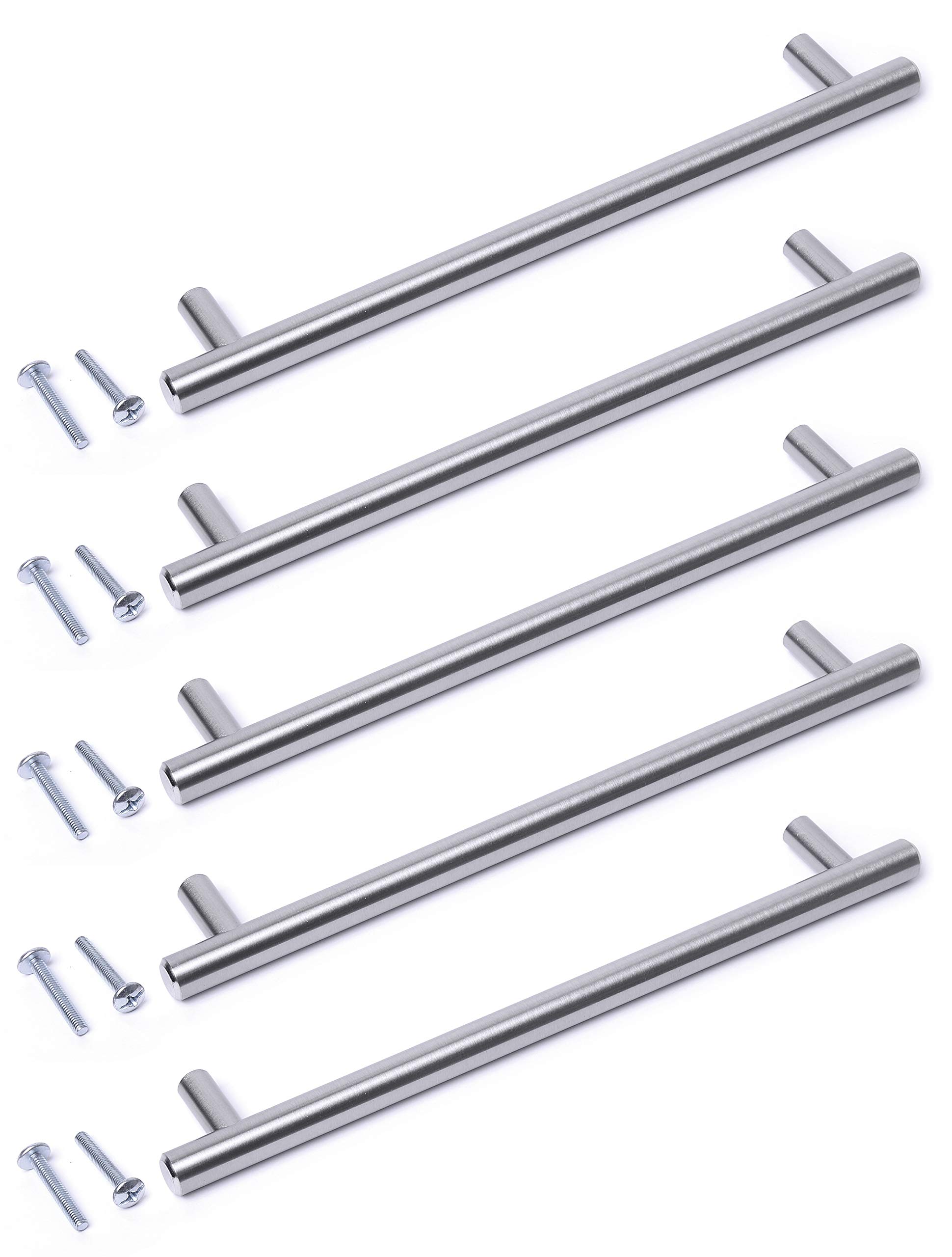 Bsm Marketing Silver Finish T Bar Modern Kitchen Cupboard Cabinet Drawer Bar Door Handle Knob (5, 160Mm)