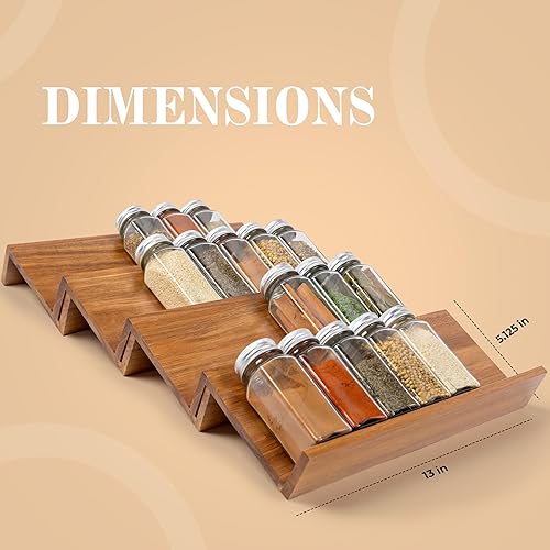 Miniatura 7 de Organizador de cajones de especias de cocina hecho con madera de acacia, insertos de cajones de especias de 4 niveles que ahorran espacio de 13