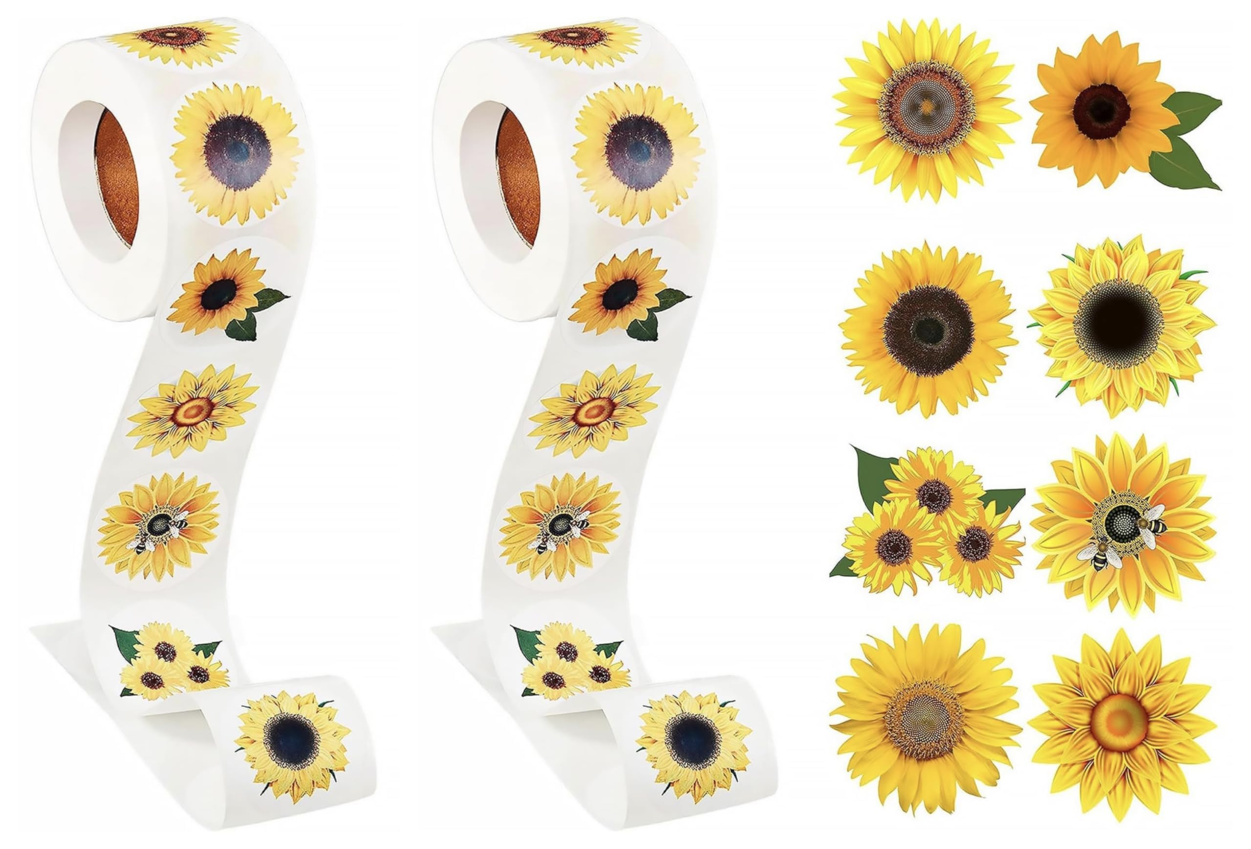 Aiyraa 1000PCS Small Sunflower Stickers, Small Scrapbooks, Laptop Stickers, for Scrapbooking, Envelope Sealing, Thanks Giving Cards, DIY Envelope Stickers, Sunflower Decorations 2.5cm