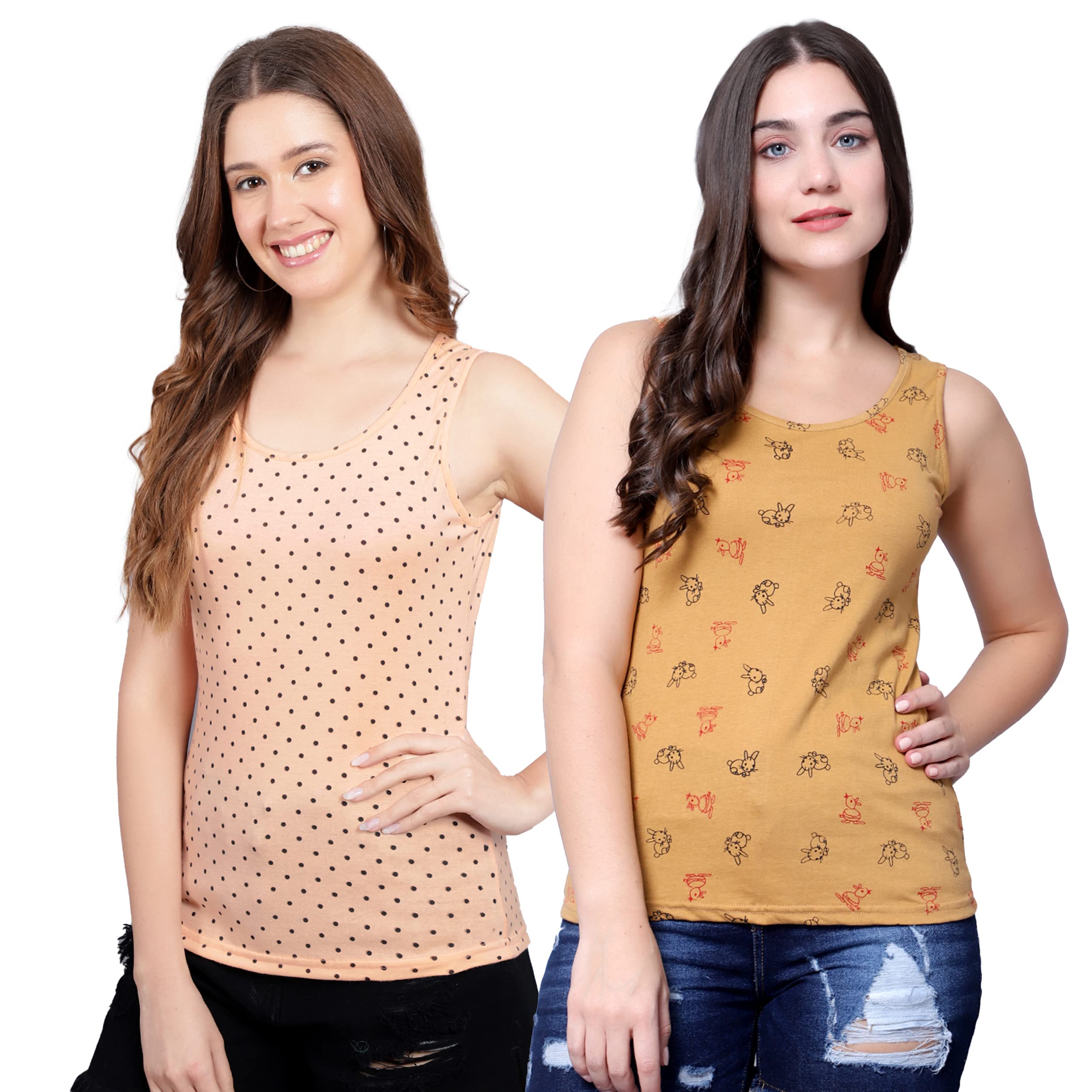 irana Women's Super Combed Cotton Rib Fabric Slim Fit Tank Top-Pack of 2-picture-43