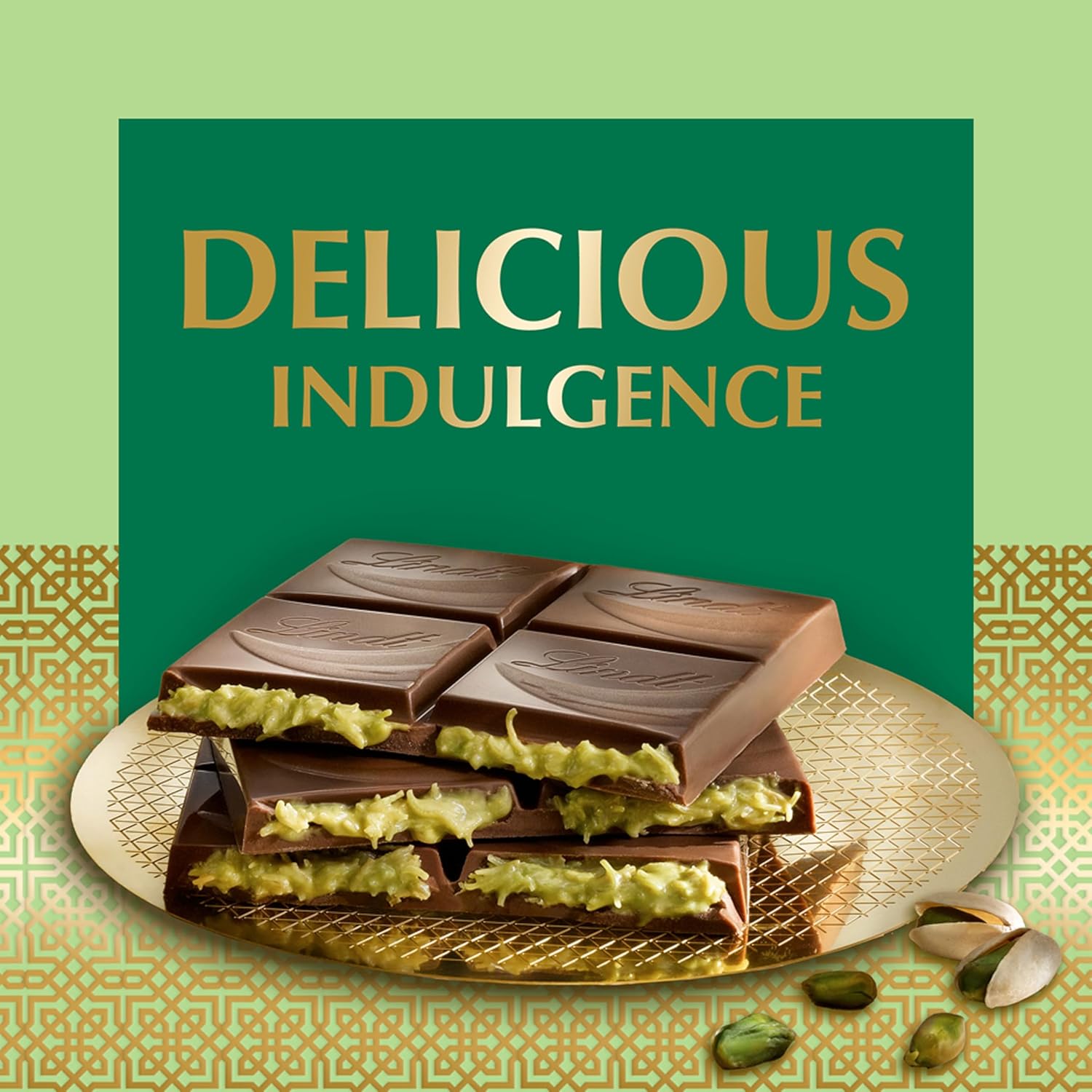 Lindt Dubai Style Milk Chocolate Candy with Pistachio & Kadayif, 5.3 oz. Bar