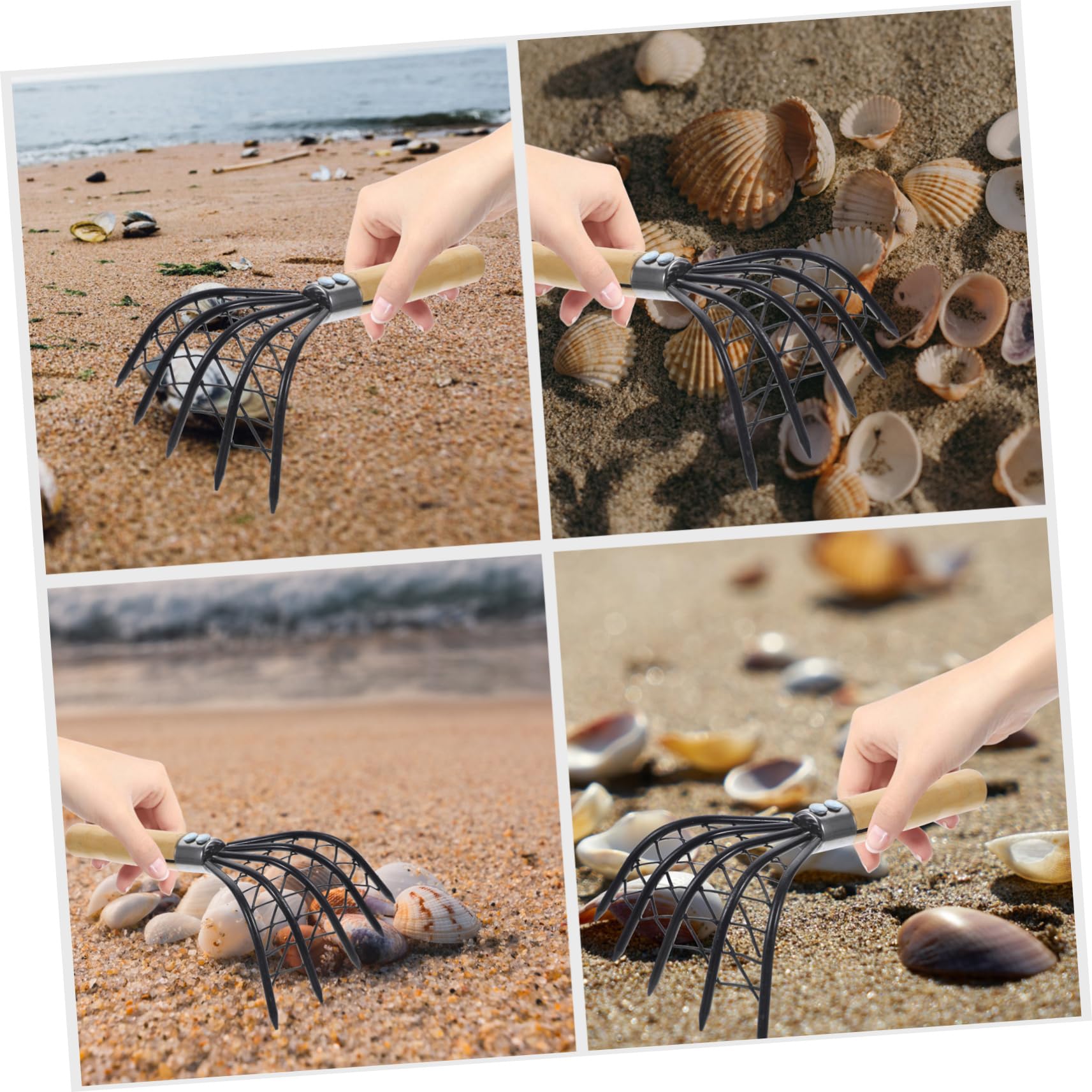 Toddmomy 2stücke Muschelrechen Mit Netz Werkzeug Zum Ausgraben Von Meeresfrüchten Am Strand Holzgriff Langlebig Und Effizient