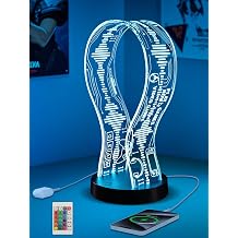 CoolGift Mart Light Up Headphone Stand with 16 Colors Lights Gaming Pattern Acrylic Headset Stand with 1 USB and 1 Type-C Charging Port for Gamers Men Music Lovers Gift
