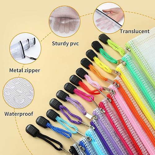 Miniatura 3 de EOOUT 36 bolsas para lápices, bolsa de malla con cremallera, bolsas de almacenamiento grandes de 6 x 9 pulgadas para organizar, bolsa de